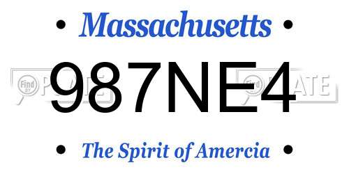 987NE4 Massachusetts License Plate