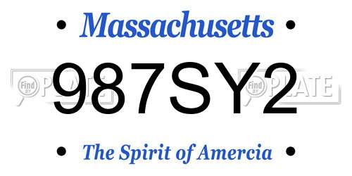 987SY2 Massachusetts License Plate