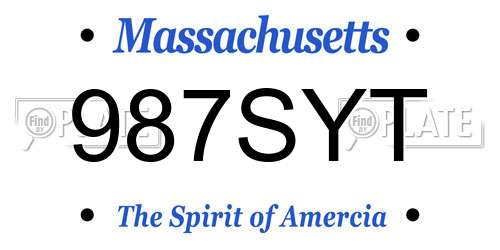 987SYT Massachusetts License Plate