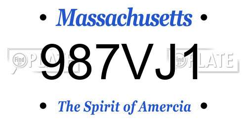 987VJ1 Massachusetts License Plate