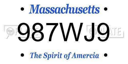 987WJ9 Massachusetts License Plate