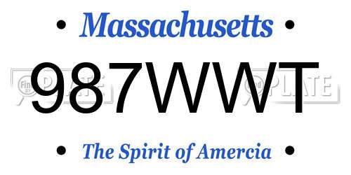 987WWT Massachusetts License Plate