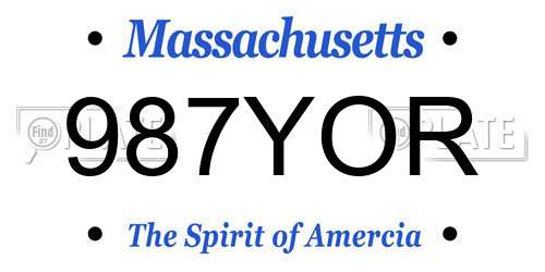 987YOR Massachusetts License Plate