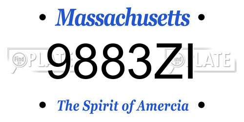 9883ZI Massachusetts License Plate