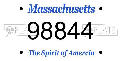 98844 Massachusetts License Plate