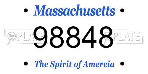 98848 Massachusetts License Plate