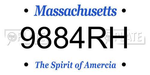 9884RH Massachusetts License Plate