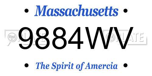 9884WV Massachusetts License Plate