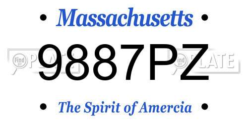 9887PZ Massachusetts License Plate