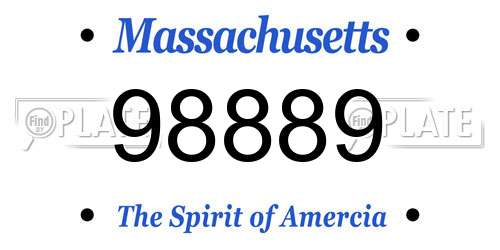 98889 Massachusetts License Plate