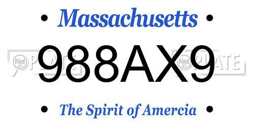 988AX9 Massachusetts License Plate
