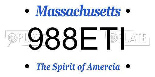 988ETI Massachusetts License Plate
