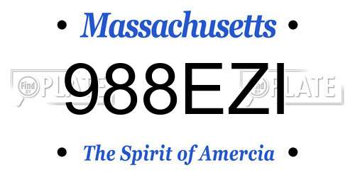 988EZI Massachusetts License Plate