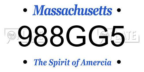 988GG5 Massachusetts License Plate