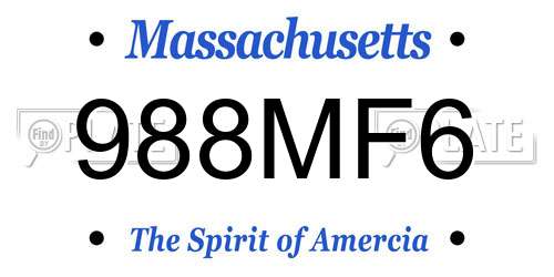 988MF6 Massachusetts License Plate