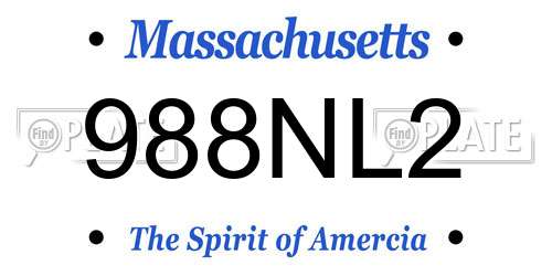 988NL2 Massachusetts License Plate
