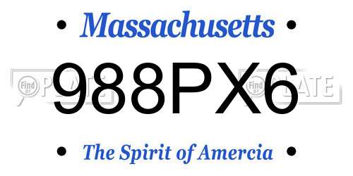 988PX6 Massachusetts License Plate