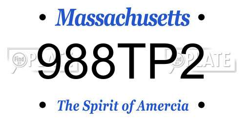988TP2 Massachusetts License Plate