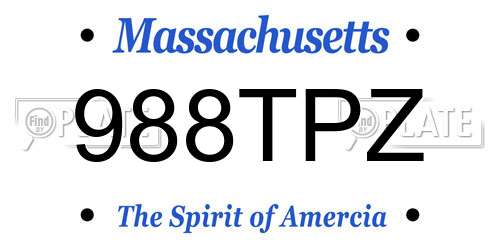 988TPZ Massachusetts License Plate