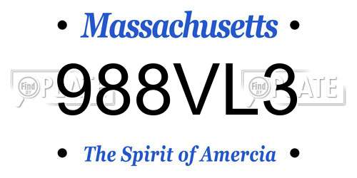 988VL3 Massachusetts License Plate