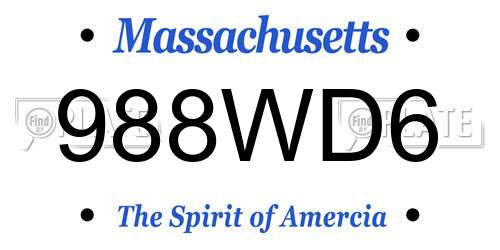 988WD6 Massachusetts License Plate