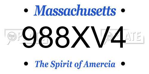 988XV4 Massachusetts License Plate