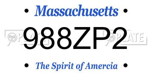988ZP2 Massachusetts License Plate
