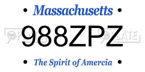 988ZPZ Massachusetts License Plate