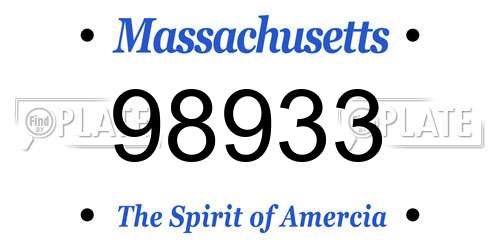 98933 Massachusetts License Plate