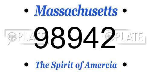98942 Massachusetts License Plate