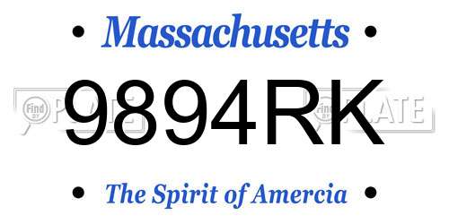 9894RK Massachusetts License Plate