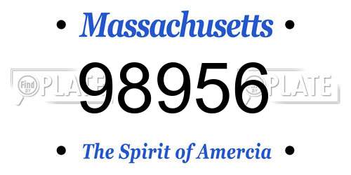 98956 Massachusetts License Plate