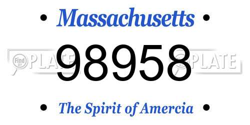 98958 Massachusetts License Plate