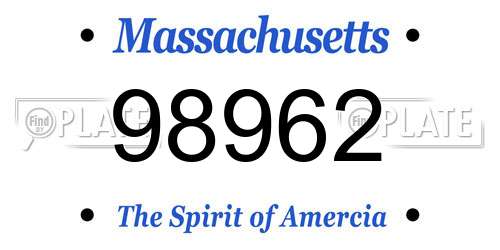 98962 Massachusetts License Plate
