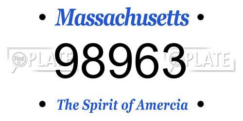 98963 Massachusetts License Plate