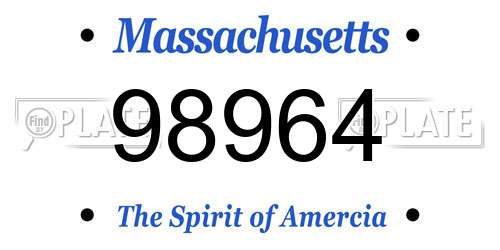 98964 Massachusetts License Plate