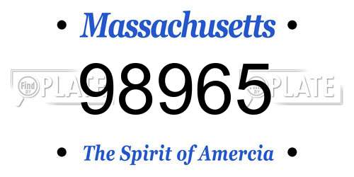 98965 Massachusetts License Plate