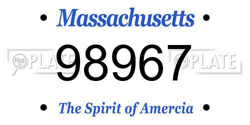 98967 Massachusetts License Plate
