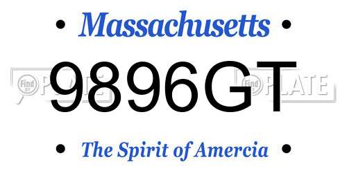 9896GT Massachusetts License Plate