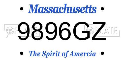 9896GZ Massachusetts License Plate
