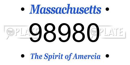 98980 Massachusetts License Plate