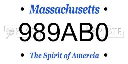 989AB0 Massachusetts License Plate