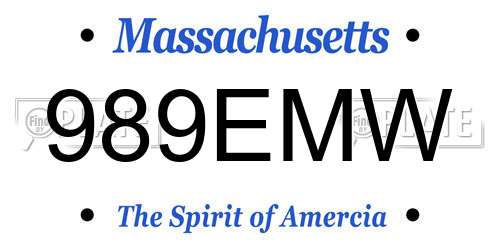 989EMW Massachusetts License Plate