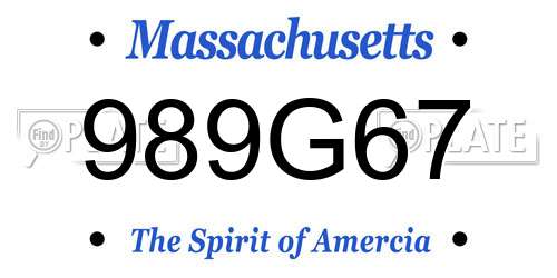 989G67 Massachusetts License Plate