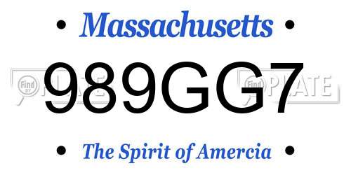 989GG7 Massachusetts License Plate