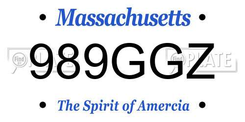 989GGZ Massachusetts License Plate