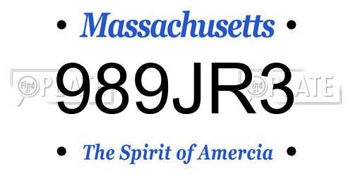 989JR3 Massachusetts License Plate