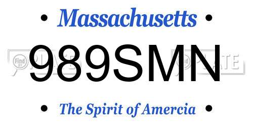 989SMN Massachusetts License Plate