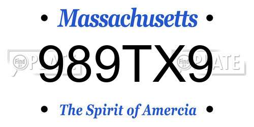 989TX9 Massachusetts License Plate
