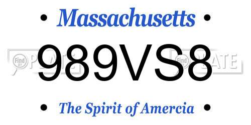 989VS8 Massachusetts License Plate